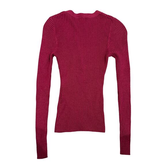 Derek Lam 10 Crosby x RTR Ribbed Henley Sweater in Red, Size M - Picture 6 of 6